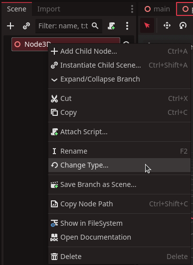 Change the root Node3D type