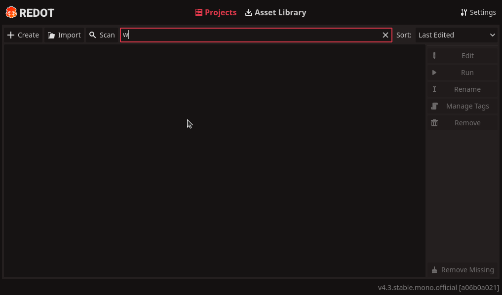The Redot project manager