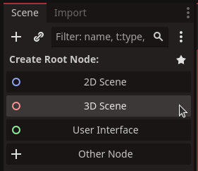 Create another 3D Scene by selecting 3D Scene