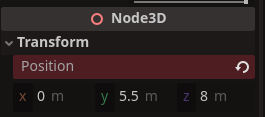 Set the camera position to 5.5 on Y and 8 on Z axis